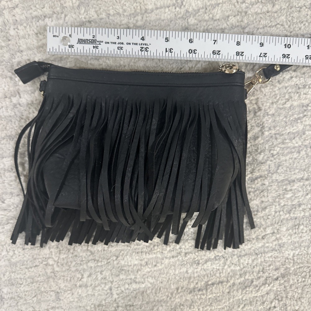 Fringe Western Wristlet Purse Tassels Handbag Black Gold Zipper Rodeo Cowgirl - Picture 12 of 13